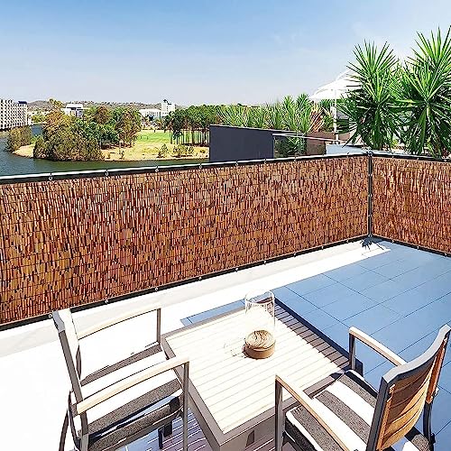 HynJGih Sichtschutzzaun für Terrasse/Garten, Schilfrohrzaun, Lichtfilterung, Sichtschutz, Sonnenschutz, einfache Montage (90 x 600 cm) von HynJGih