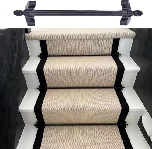 HynJGih Treppen-Teppichstangen, Messing-Treppenstangen zur Verhinderung von Teppichrutschen, Schwarze Treppen-Teppich-Clips, minimalistische Heim-Treppendekoration(L102cm(40")) von HynJGih