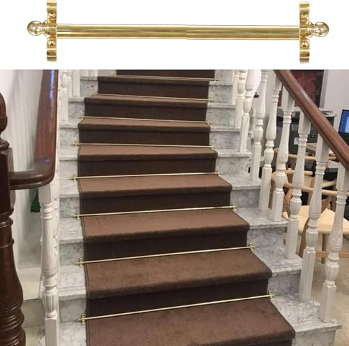 HynJGih Treppenteppichhebel, Treppenteppichbefestigungen aus glänzendem Messing mit runden Endstücken, Treppenteppichpressstange(13 Pcs,80cm (32inch)) von HynJGih