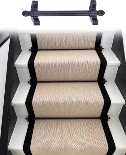 HynJGih Treppenteppichstange, Schwarze Feste Treppenteppichstange mit Kugelabschluss, Stufenschiebeverkleidung, rutschfeste Teppichdruckstange for den Wohnbereich(145cm/57.1in/4.8ft) von HynJGih