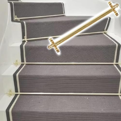 HynJGih Treppenteppichstange, goldene Treppenläuferstange for Teppichläufer, inkl. Rohrstangen-Befestigungshalterung(85cm/33in/2.8ft) von HynJGih