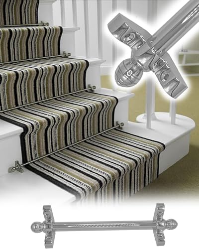 HynJGih Treppenteppichstangen, Feste Druckstangen for Stufenteppiche, Silberne Läuferstangen for Treppenteppiche, (80cm/31.5in/2.6ft) von HynJGih