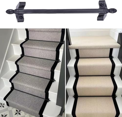 HynJGih Treppenteppichstangen, Treppenteppichgleiter, schwarzer Teppichhalter, einfache Installation, Hohle Treppenteppichgleiter(L61cm(24")) von HynJGih