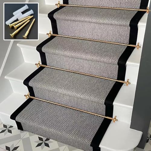HynJGih Treppenteppichstangen for Teppichläufer, Treppenteppichstangen aus Messing for Holztreppenstufen, Teppichbefestigungsstangen zur Vermeidung von Stürzen(L80cm(31 1/2")) von HynJGih