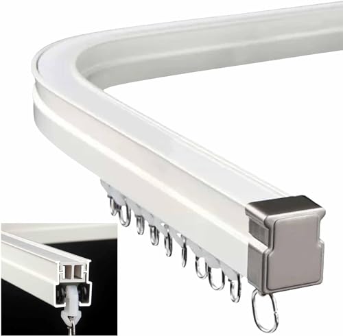 HynJGih Vorhangstangen aus Aluminium, Gebogene Duschvorhangstangen, Wand-/Deckenvorhangstangen-Set(Ceiling Mount,200cm/6.6ft) von HynJGih