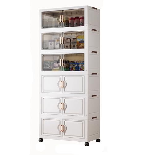 Hynbdes Aufbewahrungsbox mit，Ordnungsbox stapelbar mit Deckel und Rädern, transparente Organizer-Box, Faltbox,Behälter für Schuhen, Kleidung-48 * 28 * 152CM von Hynbdes
