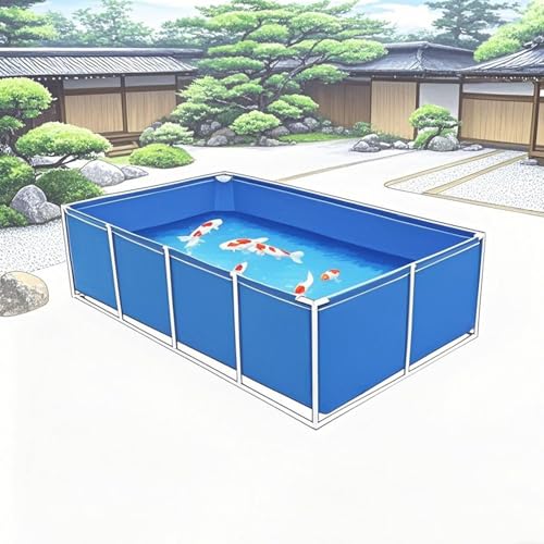 Hynbdes PVC-Canvas-Aquarium, Segeltuch-Fischteich mit Unterstützung, dekoratives Schwimmbad mit Ablassventil, oberirdisches Aquarium, Pool, Teich für Koi-Fischschildkröten von Hynbdes
