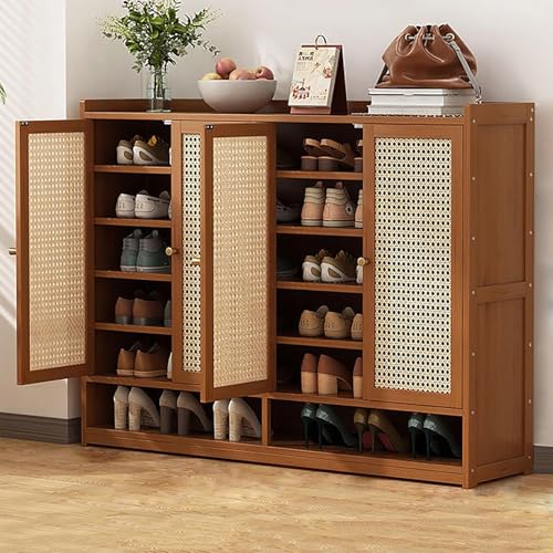 Hynbdes Schuhschrank, Rattan-Schuhschrank, Schuhschrank aus Holz Aufbewahrung, Schuhschrank für den Flur, schmal, gilt für Regale für Wohnzimmer, Flur, Schlafzimmer. (Massivholztür braun 120*32*107) Hynbdes Schuhschrank, Rattan-Schuhschrank, Schuhschrank aus Holz Aufbewahrung, Schuhschrank für den Flur, schmal, gilt für Regale für Wohnzimmer, Flur, Schlafzimmer. (Massivholztür braun 120*32*107) von Hynbdes
