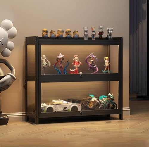 Hynbdes Vitrinenschrank High Große Vitrine Wohnzimmerschrank Vitrinenschrank Bücherschrank Mehzweckschrank Vitrine Natürlicher Bambus+Acryl viel Stauraum Modern Vintage für Büro Wohnzimmer von Hynbdes