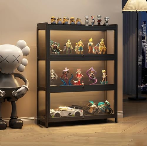 Hynbdes Vitrinenschrank High Große Vitrine Wohnzimmerschrank Vitrinenschrank Bücherschrank Mehzweckschrank Vitrine Natürlicher Bambus+Acryl viel Stauraum Modern Vintage für Büro Wohnzimmer von Hynbdes