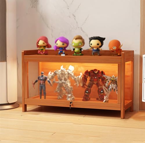 Hynbdes Vitrinenschrank High Große Vitrine Wohnzimmerschrank Vitrinenschrank Bücherschrank Mehzweckschrank Vitrine Natürlicher Bambus+Acryl viel Stauraum Modern Vintage für Büro Wohnzimmer von Hynbdes