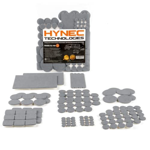 Hynec Premium Möbelschoner Möbelgleiter Filzgleiter Selbstklebend Set - GRAU - 106 Teile Set, 7 GRÖSSEN Quadratisch und rund - für Stühle und Boden von Hynec Technologies