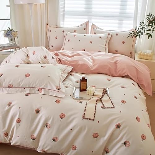 Hynyjxjy Rosa,1.8m, 4 Teiliges Queensize Bettwäscheset Weiche, Atmungsaktive Perkal Bettwäsche Einfaches Bettset Für Frühling Und Sommer Extra Weich, Knitterfrei, Farbecht Und Schmutzabweisend Hynyjxjy Rosa,1.8m, 4 Teiliges Queensize Bettwäscheset Weiche, Atmungsaktive Perkal Bettwäsche Einfaches Bettset Für Frühling Und Sommer Extra Weich, Knitterfrei, Farbecht Und Schmutzabweisend von Hynyjxjy