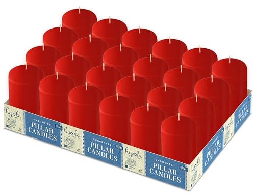 Hyoola Rote Stumpenkerzen 5 x 10 cm - Unparfümierte Stumpenkerzen Groß - 24er-Pack - Kerzen Lange Brenndauer Hergestellt in EU von Hyoola