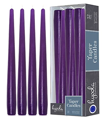Hyoola Stabkerzen - 25 cm Lila, Tropffreie Tafelkerzen - Kerzen Lange Brenndauer 8 Stunden - 12er Pack von Hyoola