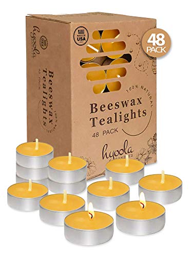 Hyoola Teelichter aus Bienenenwachs, in Aluminium-Tasse, 100% natürliches Bienenwachs 48er Pack Hyoola Teelichter aus Bienenenwachs, in Aluminium-Tasse, 100% natürliches Bienenwachs 48er Pack von Hyoola