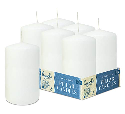 Hyoola Weiße Stumpenkerzen 7,5 x 12,5 cm - Unparfümierte Stumpenkerzen Groß - 6er-Pack - Kerzen Lange Brenndauer Hergestellt in EU von Hyoola
