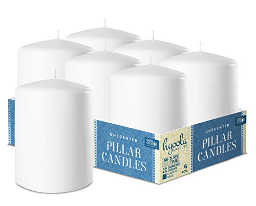 Hyoola Weiße Stumpenkerzen 7,5 x 10 cm - Unparfümierte Stumpenkerzen Groß - 6er-Pack - Kerzen Lange Brenndauer Hergestellt in EU von Hyoola