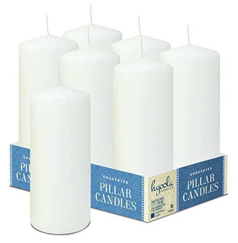 Hyoola Weiße Stumpenkerzen 7,5 x 17,5 cm - Unparfümierte Stumpenkerzen Groß - 6er-Pack - Kerzen Lange Brenndauer Hergestellt in EU von Hyoola