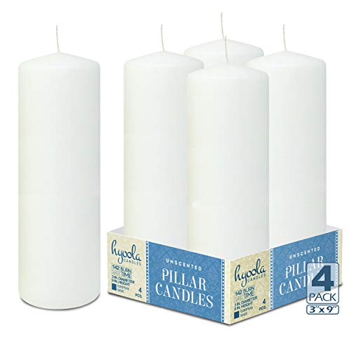 Hyoola Weiße Stumpenkerzen 7,5 x 22,5 cm - Unparfümierte Stumpenkerzen Groß - 4er-Pack - Kerzen Lange Brenndauer Hergestellt in EU von Hyoola