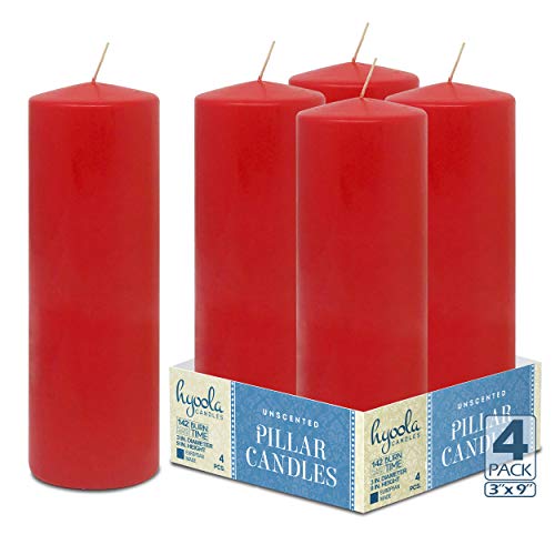 hyoola Kerzen 4er Pack 3x9 zoll pillar Kerzen Rot von Hyoola