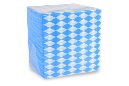 400x Hypafol Bayerische Raute Servietten | Tissueservietten in 32x32cm | Tafelservietten mit Motiv | 100% Zellstoff, 1/4 Falz, Bayerische Papier-Serviette blau weiss Motiv (400) von Hypafol