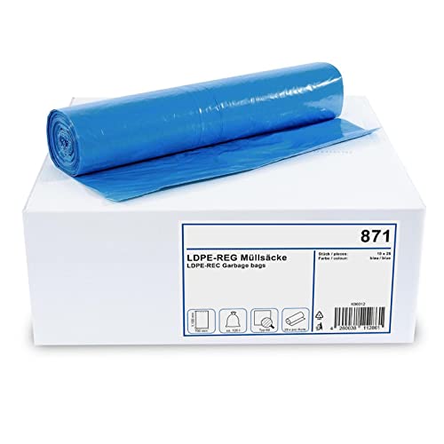 Müllbeutel 120L I 250 Stück Blaue Säcke I Stabile, große Müllsäcke I Vielseitig einsetzbare Abfallsäcke I Blaue Müllsäcke von Hypafol