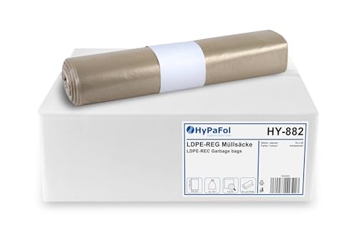 HypaFol Müllsäcke transparent, 120 L I Aus recyceltem Kunststoff mit hoher Reißfestigkeit I Müllbeutel für Küche, Gastro & Hotellerie I Robuste Müllsäcke für Abfalltrennung in verschiedenen Bereichen von Hypafol