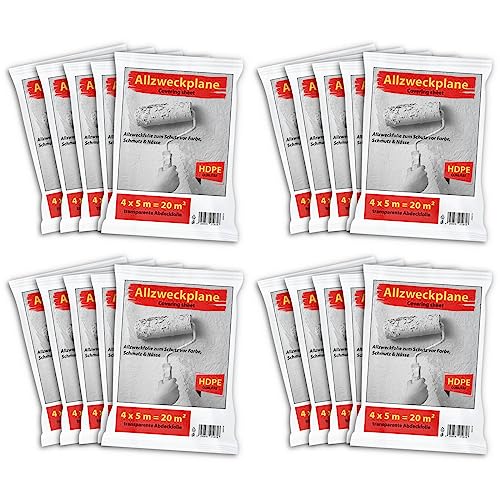 20x Hypafol Abdeckfolie transparent I Malerfolie 4x5m aus hochwertigem HDPE zum Schutz vor Farbe, Schmutz & Nässe I robuste Baufolie extra stark für Innen & Außenbereich I Allzweck Staubschutzfolie 20x Hypafol Abdeckfolie transparent I Malerfolie 4x5m aus hochwertigem HDPE zum Schutz vor Farbe, Schmutz & Nässe I robuste Baufolie extra stark für Innen & Außenbereich I Allzweck Staubschutzfolie von Hypafol