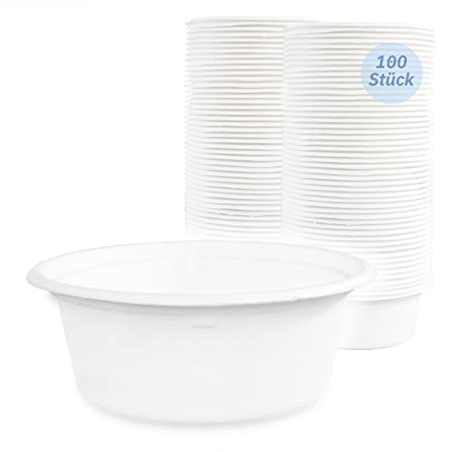 Hypafol Einwegschalen aus Zuckerrohr 100 Stück à 500ml I Formstabile Einweg Suppenschalen I ökologisch, nachhaltig & zu 100% kompostierbar I vielseitig einsetzbare Einwegschüsseln, optimal für To Go von Hypafol