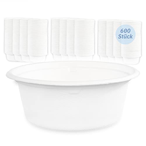 Hypafol Einwegschalen aus Zuckerrohr 600 Stück à 500ml I Formstabile Einweg Suppenschalen I ökologisch, nachhaltig & zu 100% kompostierbar I vielseitig einsetzbare Einwegschüsseln, optimal für To Go von Hypafol