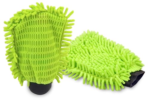 Hypafol Mikrofaser Waschhandschuh (2er Pack) für das Auto, Motorrad, Haushalt etc. I Saugstark, kratzfrei, weich & schnell trocknend | Putzhandschuh für Autowäsche, Fensterreinigung von Hypafol