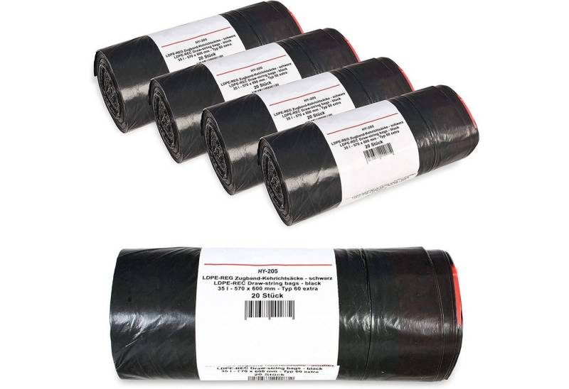 Hypafol Müllbeutel Typ 60 mit Zugband, 35-60 Liter I stabil & gute Reißfestigkeit 5 Stück Hypafol Müllbeutel Typ 60 mit Zugband, 35-60 Liter I stabil & gute Reißfestigkeit 5 Stück von Hypafol