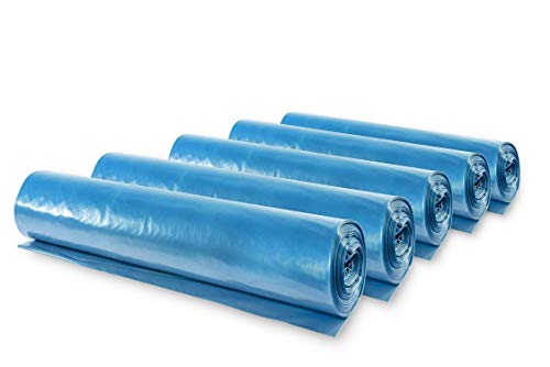 Hypafol Müllsäcke, 50 St. extra starke blaue Müllbeutel mit 120 Liter Fassungsvermögen, 700 x 1.100 mm, Typ 150 mit 100 my, extra reißfest, ideal für Gartenabfälle, Bauschlussreinigungen, 5er Pack von Hypafol