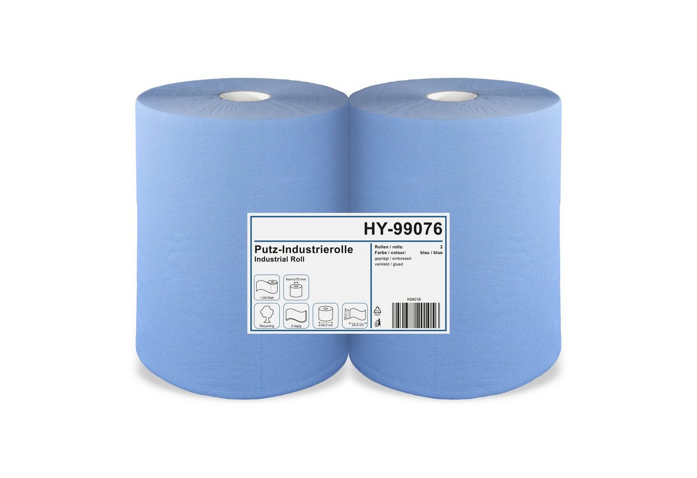 Hypafol Papierhandtuch SET, (mit passendem Spender auswählbar), 2 x blaue Industrierolle von Hypafol