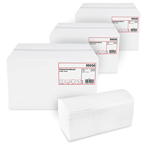 Hypafol Papierhandtücher für Spender | Zellstoff hochweiß, 2-lagig, 25 x 23 cm | 9.000 Blatt verpackt in 36 x 250 Blatt | praktischer V-Falz für Handtuchspender in Toiletten, Büros, Praxen und Studios von Hypafol