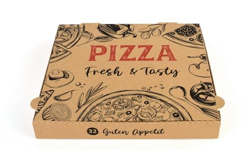 Hypafol Pizza-Box 100 Stück 32x32x4cm I Pizzakartons für Restaurants I extra Luftlöcher & raffinierte Falzung I lebensmittelecht I recycelte Kartonage I braun I viele Größen Hypafol Pizza-Box 100 Stück 32x32x4cm I Pizzakartons für Restaurants I extra Luftlöcher & raffinierte Falzung I lebensmittelecht I recycelte Kartonage I braun I viele Größen von Hypafol