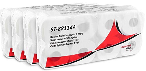 Hypafol Toilettenpapier - Comfort Size - | extra weiches, längeres Blatt | aus hochwertigem super weißem Zellstoff, motivgeprägt | 3-lagig | Rollen mit extra vielen Blättern | 4 x 8 Rollen von Hypafol