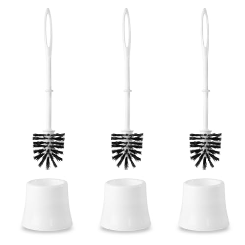 Hypafol WC-Bürstengarnitur stehend - 3er Set in Weiß I Toilettenbürste mit Halter I Klobürste mit schlichtem Design und hoher Funktionalität I WC-Garnitur inkl. Toilettenbürste, ohne Montage von Hypafol