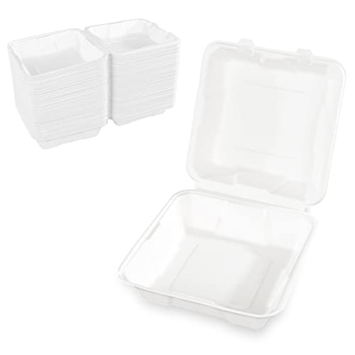 Hypafol Zuckerrohr Box ungeteilt 100 Stück I Formstabile Einwegschalen zum Verpacken von Essen I ökologisch, nachhaltig & zu 100% kompostierbar I 21x21x8cm I vielseitige To Go Menuebox aus Zuckerrohr von Hypafol