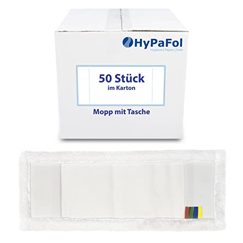 Profi Wischbezug aus Mikrofaser | 50cm Breite | 50er-Pack | für alle Bodenarten und Bodenwischer | Ersatzbezug zur Schmutzaufnahme mittels Wischmopp von Hypafol