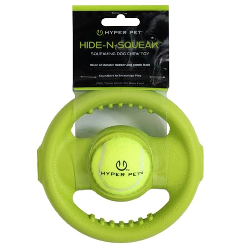 Hyper Pet Hide-N-Squeak Wheel Hundespielzeug Gummirad und Tennisball Apportier-Kauspielzeug für Hunde Interaktives Leckerli-Spielzeug Hyper Pet Hide-N-Squeak Wheel Hundespielzeug Gummirad und Tennisball Apportier-Kauspielzeug für Hunde Interaktives Leckerli-Spielzeug von Hyper Pet