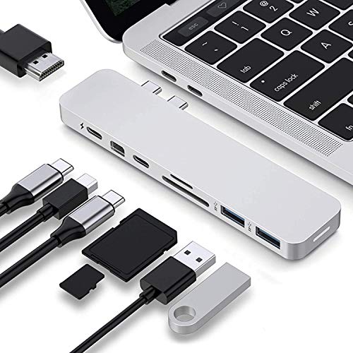 HyperDrive USB C Hub 8-in-2 Sanho Typ C MacBook Pro Hub mit HDMI-Mini-Diaplay-Anschluss Thunderbolt 3 USB-C 3.1 Stromversorgung SD/MicroSD-Kartenleser für MacBook Pro & Air 13 "15" Silber HyperDrive USB C Hub 8-in-2 Sanho Typ C MacBook Pro Hub mit HDMI-Mini-Diaplay-Anschluss Thunderbolt 3 USB-C 3.1 Stromversorgung SD/MicroSD-Kartenleser für MacBook Pro & Air 13 "15" Silber von Hyper