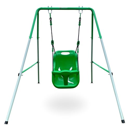 HyperMotion Babyschaukel Swing HYP5 Indoor & Outdoor - Stabile Konstruktion mit Sicherheitsgurt & verstellbaren Seilen • Für Kinder von 6 Monaten bis 25 kg • Grün von HyperMotion