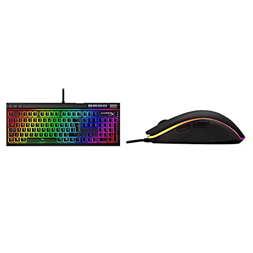 HyperX Alloy Elite 2 – Mechanische Gaming-Tastatur, Software-gesteuerte Beleuchtung und Makroanpassung, Red & HX-MC002B Pulsefire Surge - RGB Gaming Maus von HyperX