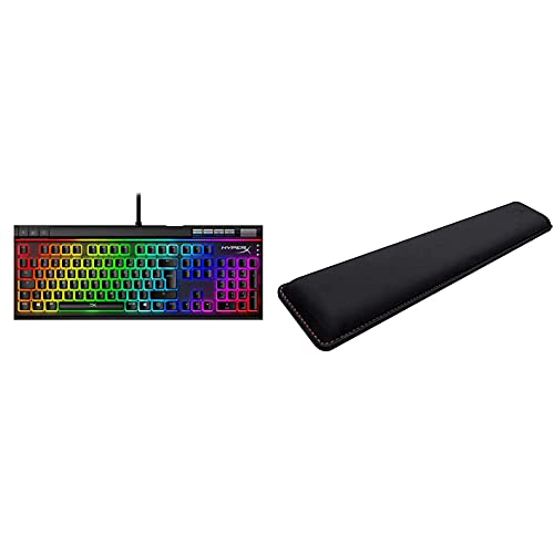 HyperX Alloy Elite 2 – Mechanische Gaming-Tastatur, Software-gesteuerte Beleuchtung und Makroanpassung, Red & HX-WR Wrist Rest Pad, Schwarz von HyperX