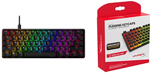 HyperX Alloy Origins 60 - Mechanische Gaming-Tastatur, Ultrakompakter 60% Formfaktor, Red Switch & Pudding Keycaps - Vollständiger Tastensatz - PBT - (Schwarz) - English (US) Layout - 104 Key von HyperX