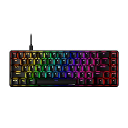 HyperX Alloy Origins 65 – Mechanische Gaming-Tastatur - Ultrakompakter 60% Formfaktor - HyperX Red Aqua (taktil) - Double Shot PBT-Keycaps, Schwarz von HyperX