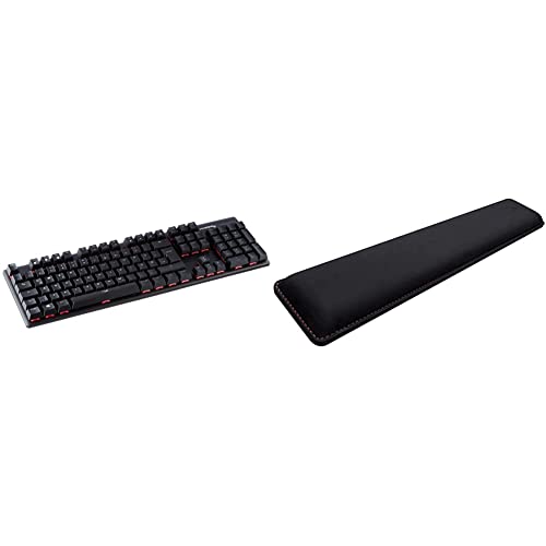 HyperX HX-KB6RDX-DE Alloy Origins, RGB Mechanische Gaming Tastatur, Red switches (QWERTZ deutsches Layout) & HX-WR Wrist Rest Pad, Schwarz von HyperX