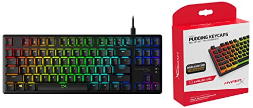 HyperX HX-KB7RDX-US Alloy Origins Core, RGB Mechanische Gaming Tastatur, Tenkeyless (US Layout) & Pudding Keycaps - Vollständiger Tastensatz - PBT - (Schwarz) - English (US) Layout - 104 Key von HyperX